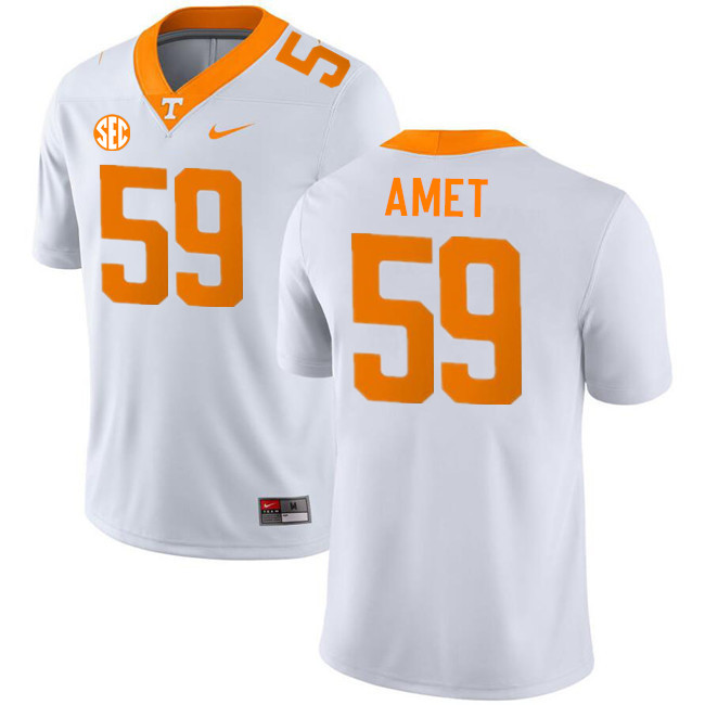 Men #59 Tim Amet Tennessee Volunteers College Football Jerseys Stitched-White